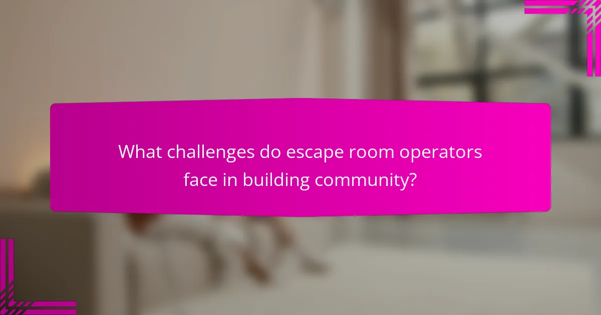 What challenges do escape room operators face in building community?