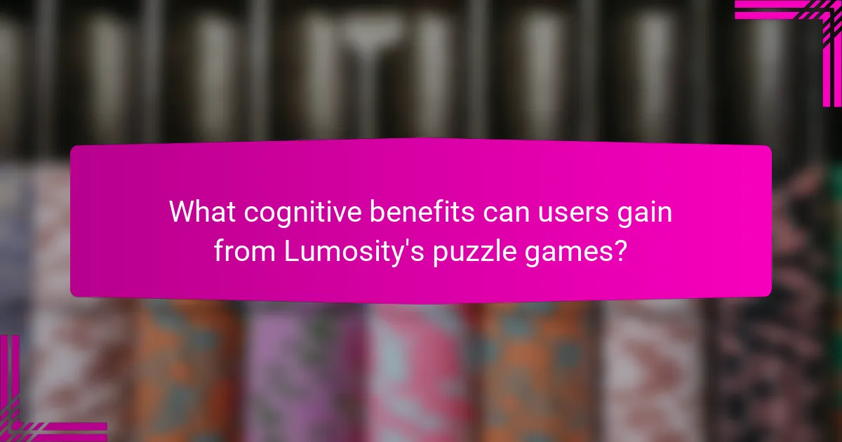 What cognitive benefits can users gain from Lumosity's puzzle games?