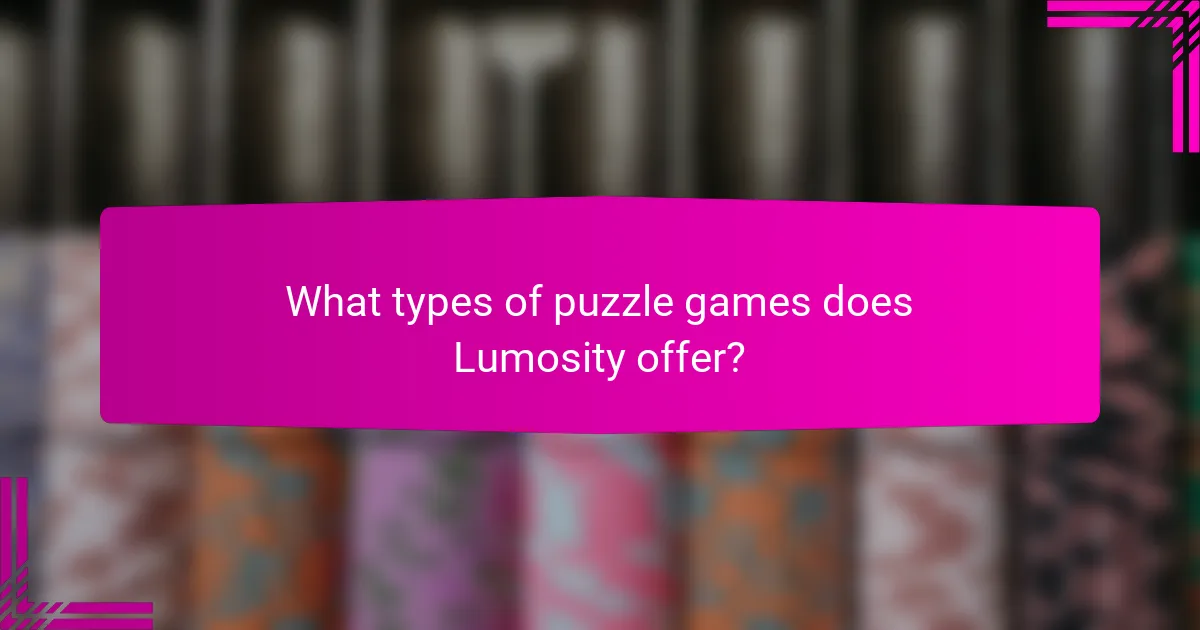 What types of puzzle games does Lumosity offer?