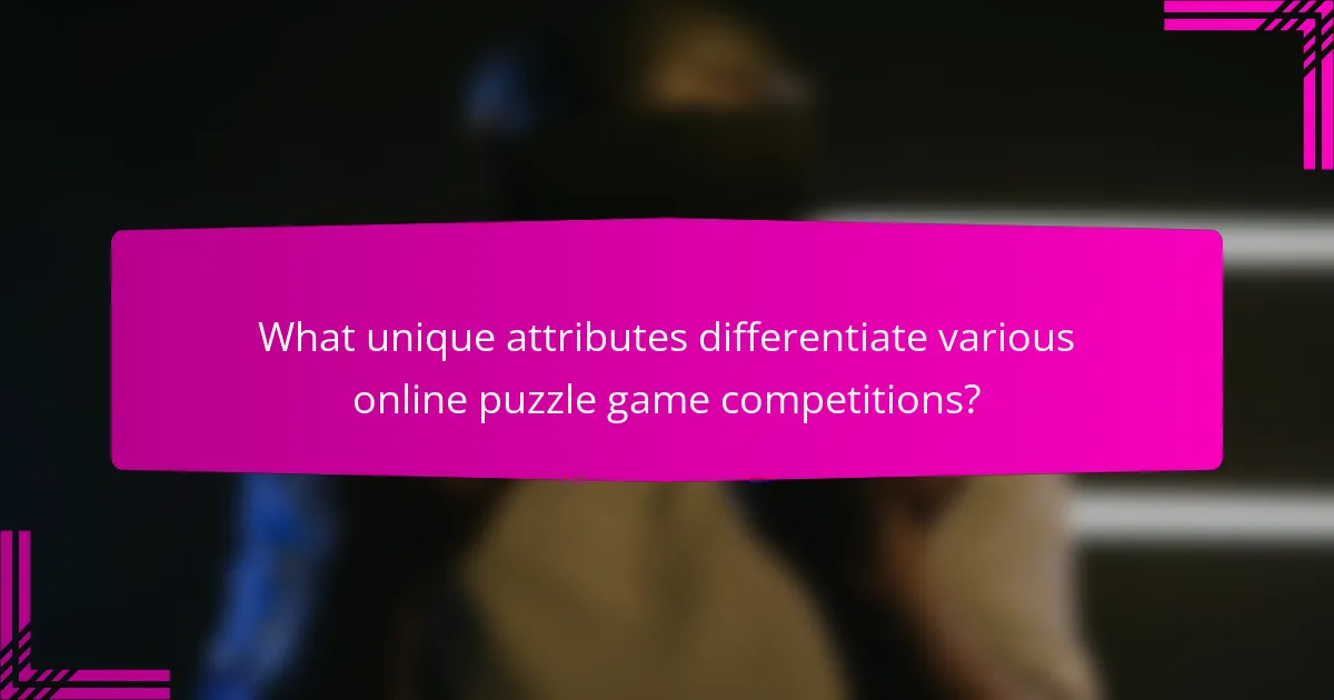 What unique attributes differentiate various online puzzle game competitions?