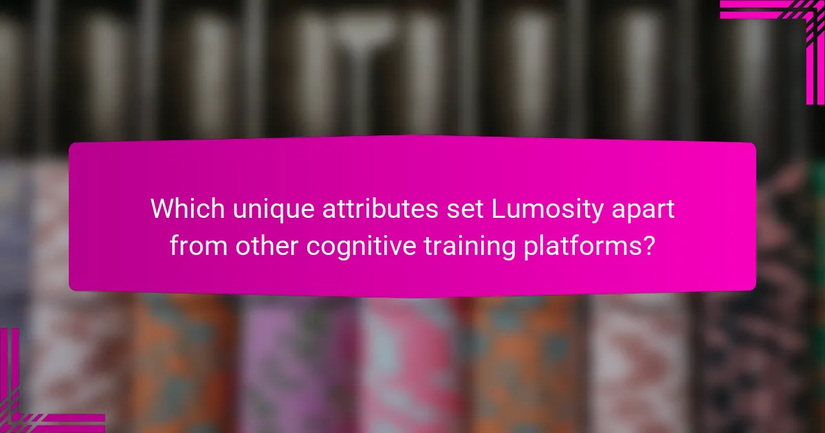 Which unique attributes set Lumosity apart from other cognitive training platforms?